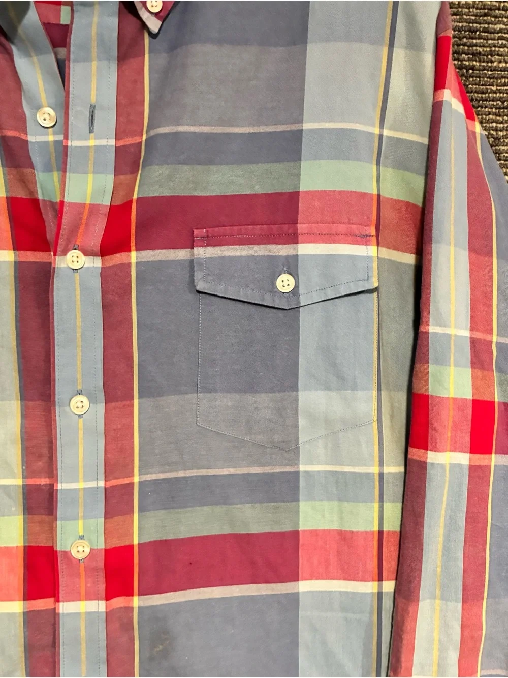 J. Crew Men's Plaid Button-Down Shirt in Blue, Pink & Cream